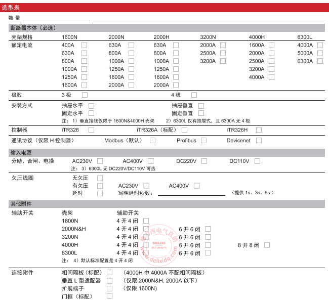 德力西cdw6i万能式断路器